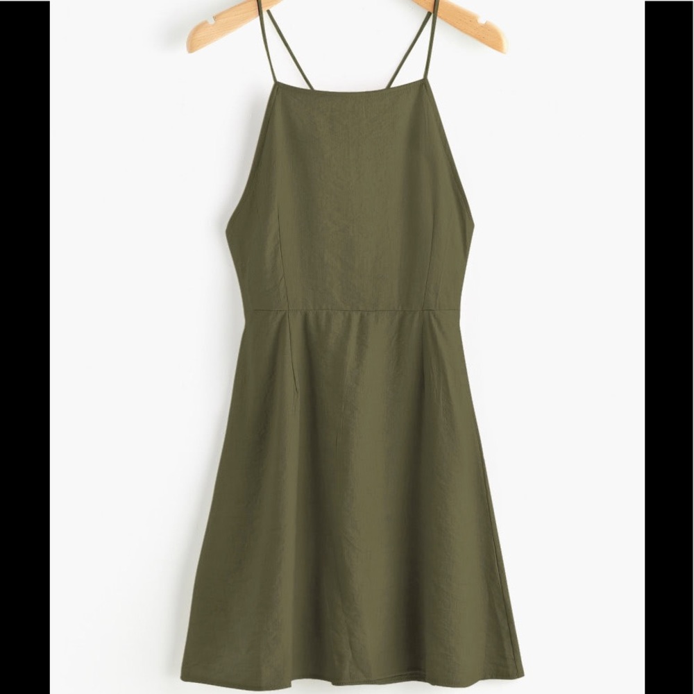 Romwe Criss Cross Lace Up Open Back Cami Dress